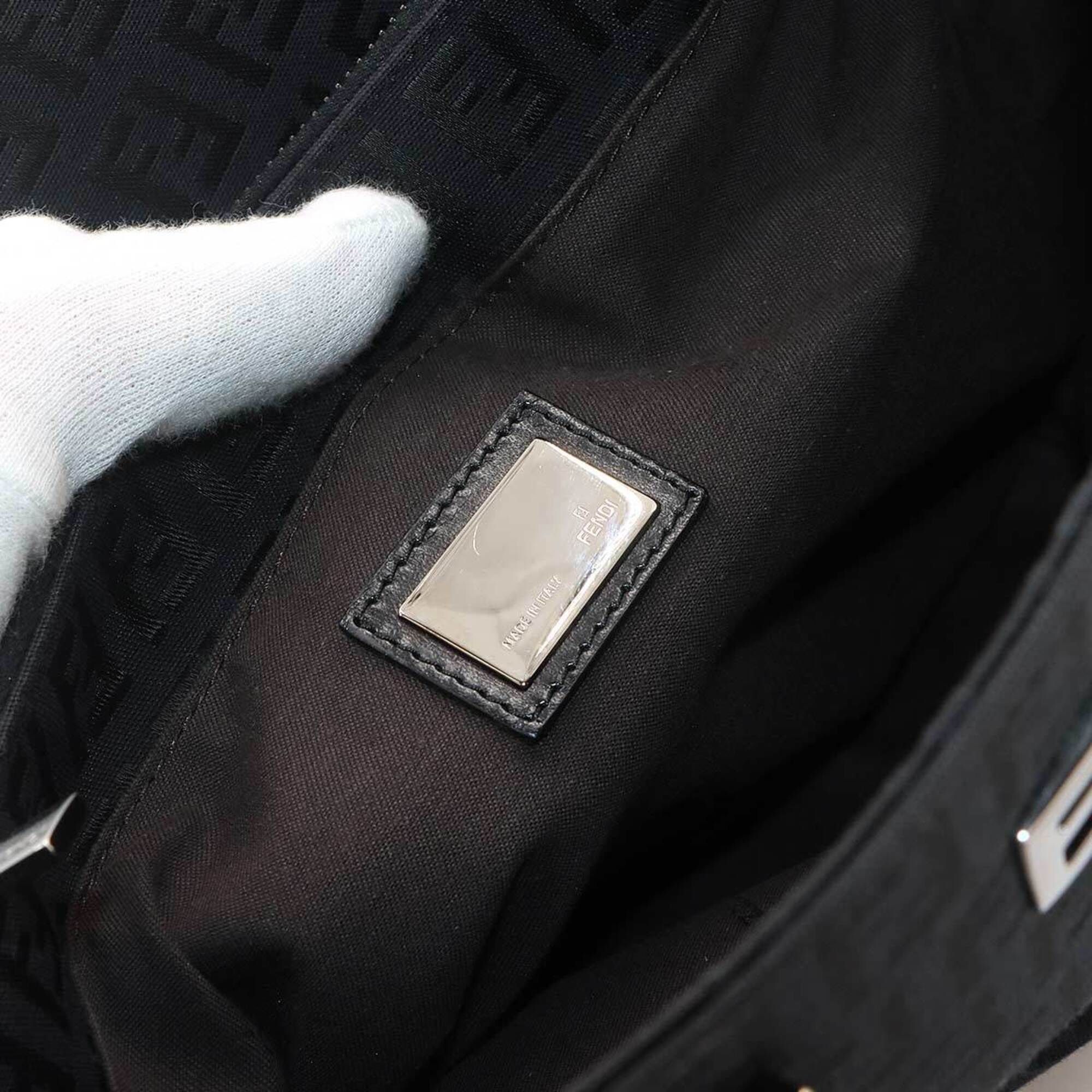 Fendi Zucchino Tote Handbag, Canvas and Leather, Black, 8BH133, Gunmetal Hardware — Like New
