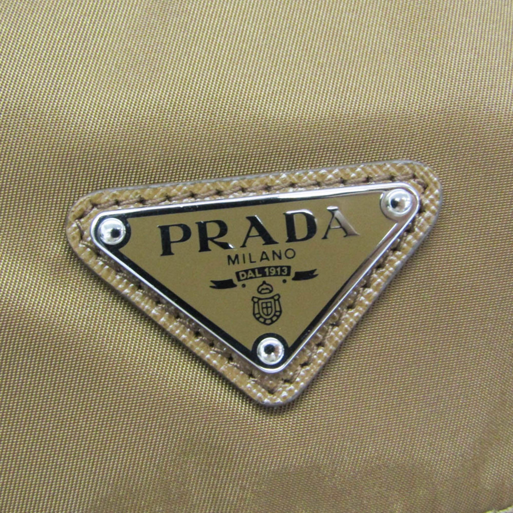 Prada Re-Nylon Crossbody Bag 1BD953 Men,Women Nylon,Leather Shoulder Bag Brown — Like New