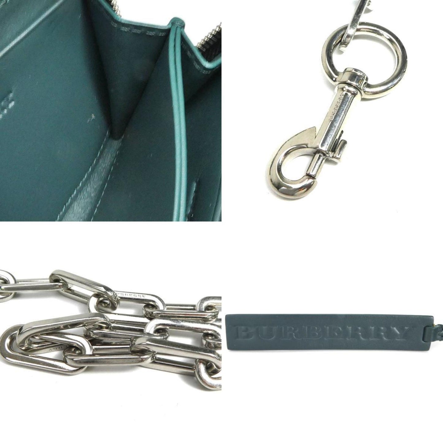 Burberry BURBERRY coin case leather / metal green men's