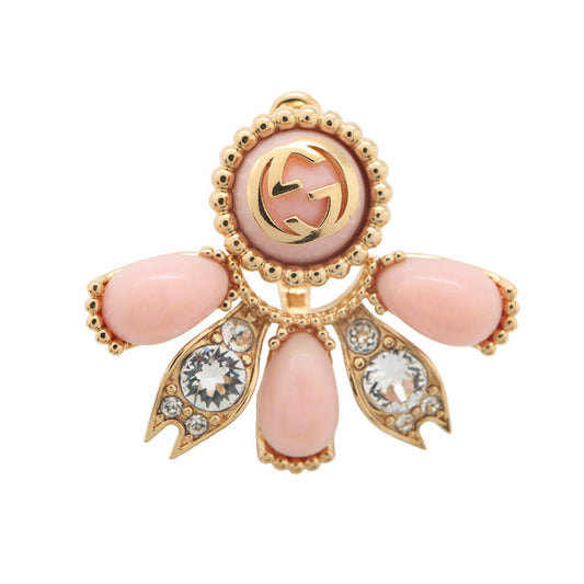 Gucci Single Earring Interlocking G 2way Metal Rhinestone GUCCI