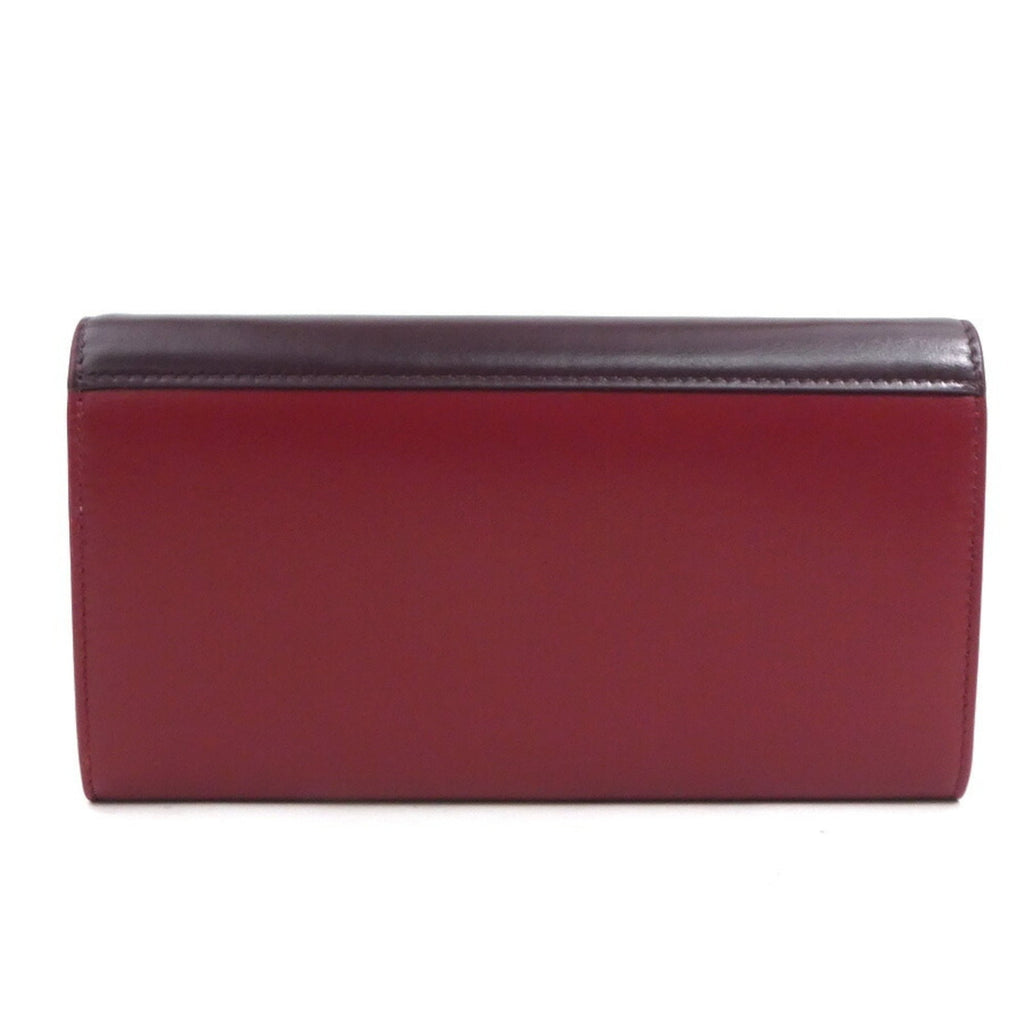 Celine Women's Long Chain Wallet in Bordeaux and Red Leather (r10909a)