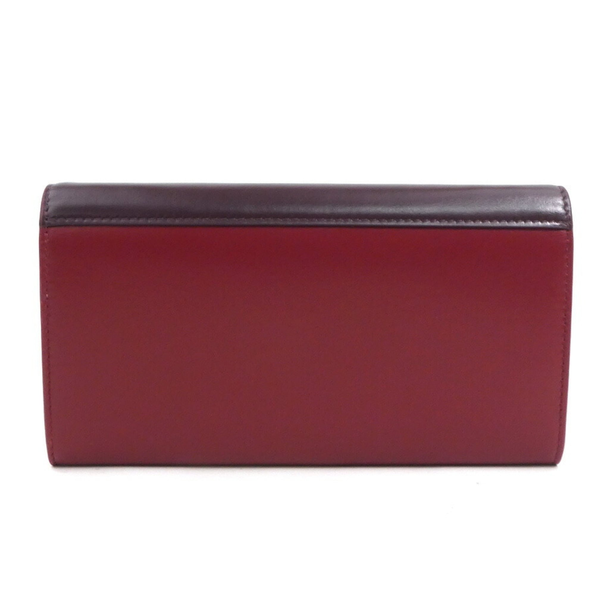 Celine Women's Long Chain Wallet in Bordeaux and Red Leather (r10909a)