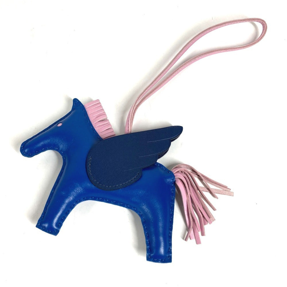 HERMES Hermes Horse Keychain Cheval Rodeo Pegasus MM Accessory Bag Charm Agneau Milo Men's Women's Blue Like New — Like New