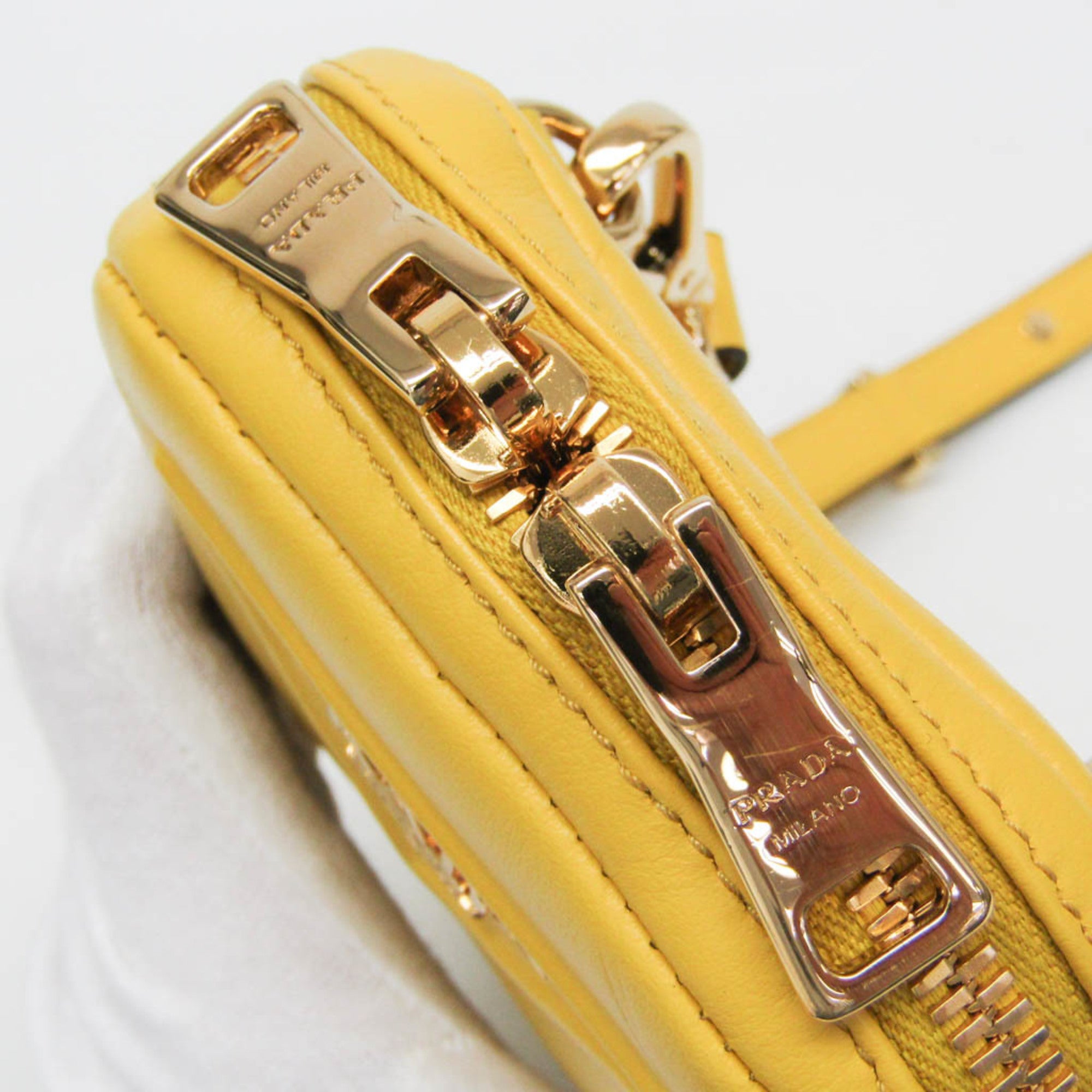 Prada Small Shoulder Pouch PELLETTERIA 9Y21OM Women's Leather Pouch,Shoulder Bag Yellow — Like New