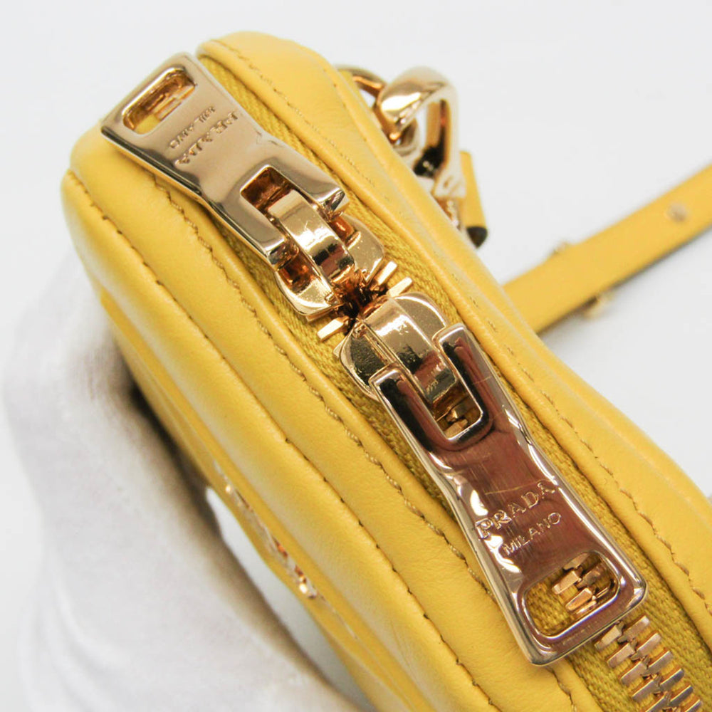 Prada Small Shoulder Pouch PELLETTERIA 9Y21OM Women's Leather Pouch,Shoulder Bag Yellow — Like New