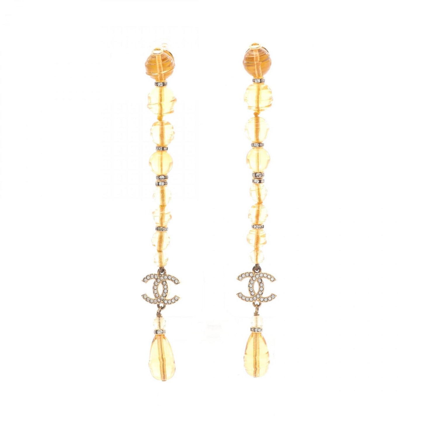CHANEL Coco Mark Earrings with Gold-Plated Rhinestones for Women, Available in Gold and Clear