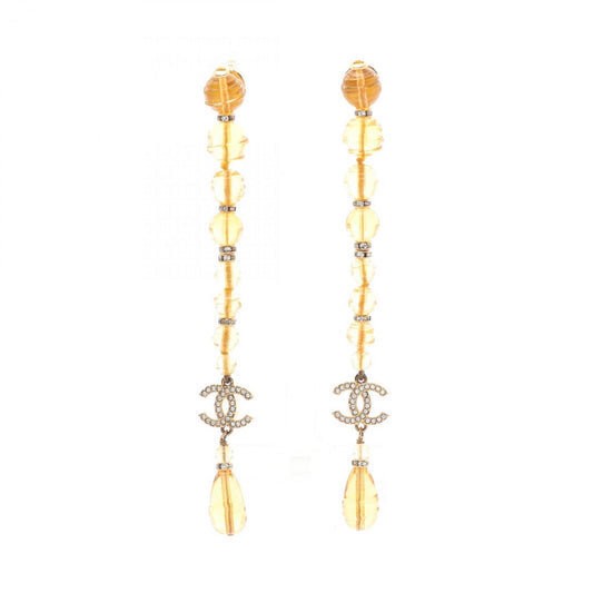 CHANEL Coco Mark Earrings with Gold-Plated Rhinestones for Women, Available in Gold and Clear