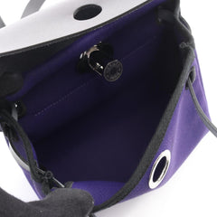 Hermes Herbag Zip Mini Shoulder Bag Handbag Canvas Leather Toile Military Vache Hunter Women's Purple Black — New - Store Return