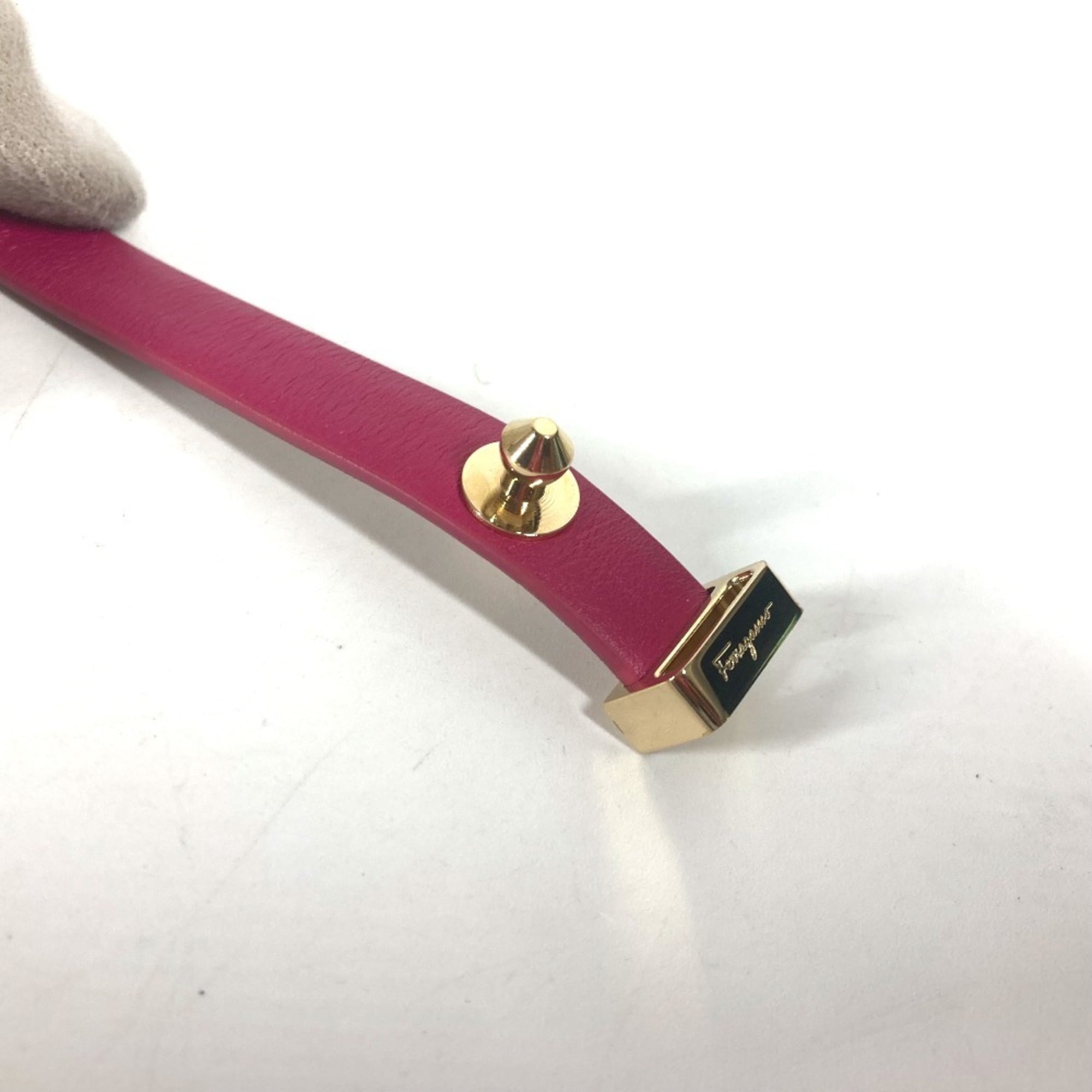Salvatore Ferragamo Double Gancini Bracelet Leather Women's Pink M-240910-5 — Like New