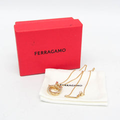 Salvatore Ferragamo Gancini 760609 Gold Plating Rhinestone Women,Men Fashion Pendant Necklace (Gold) — Like New