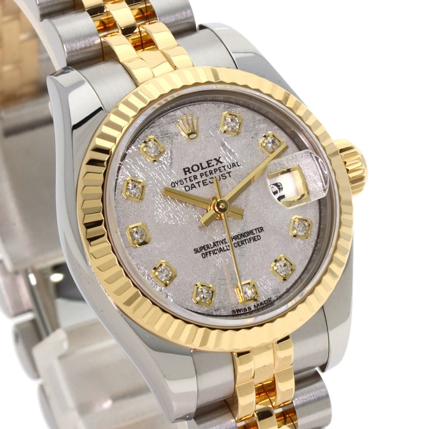 Rolex 179173G Datejust 10P Diamond Meteorite Watch Stainless Steel SSxK18YG Ladies ROLEX