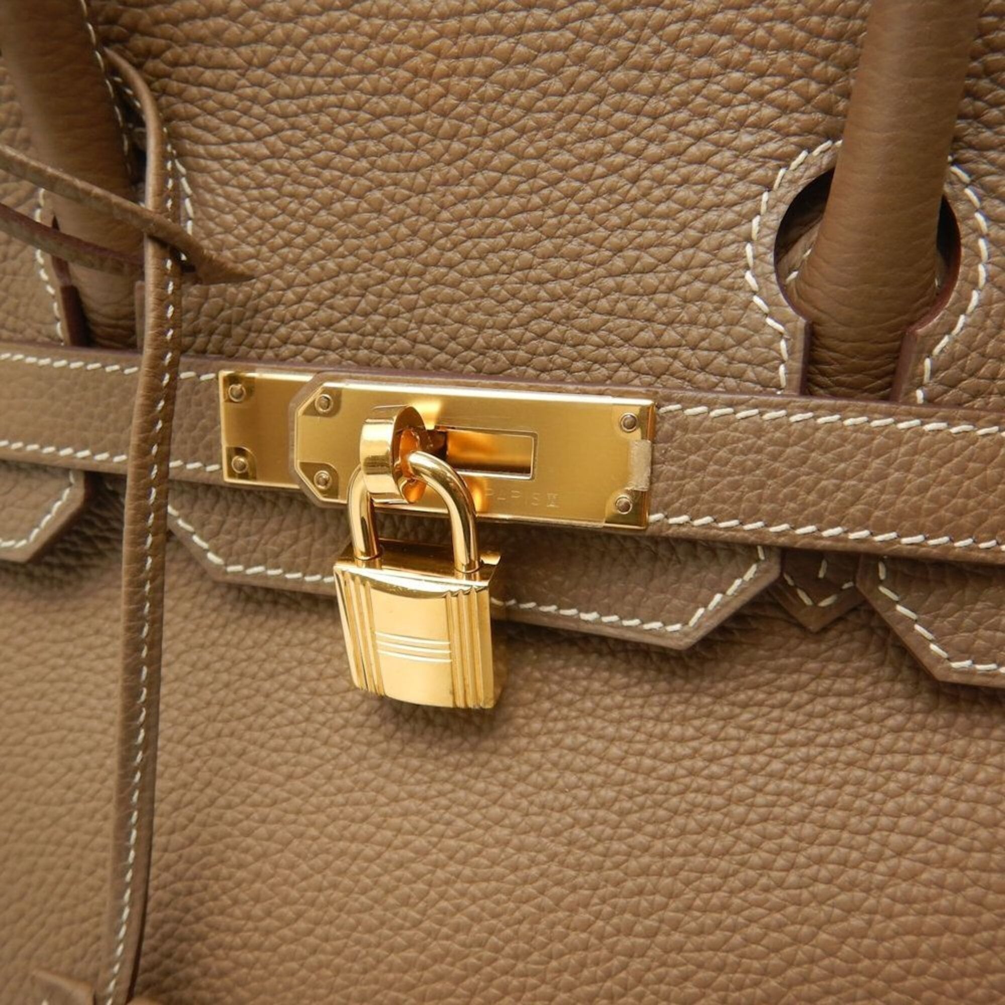HERMES Birkin 30 Handbag, Togo Leather, Etoupe, Women's, 254088 — Like New