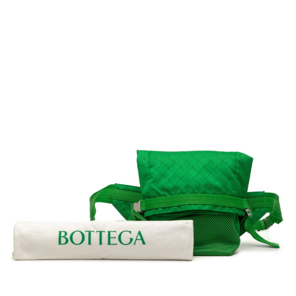 Bottega Veneta Intrecciato Body Bag Green Nylon Women's BOTTEGAVENETA