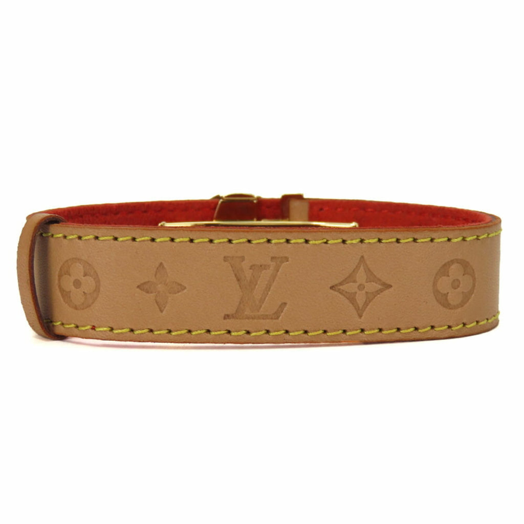 Louis Vuitton Bracelet Good Luck M64448 Tanned Leather Metal Beige Accessory Women's LOUIS VUITTON