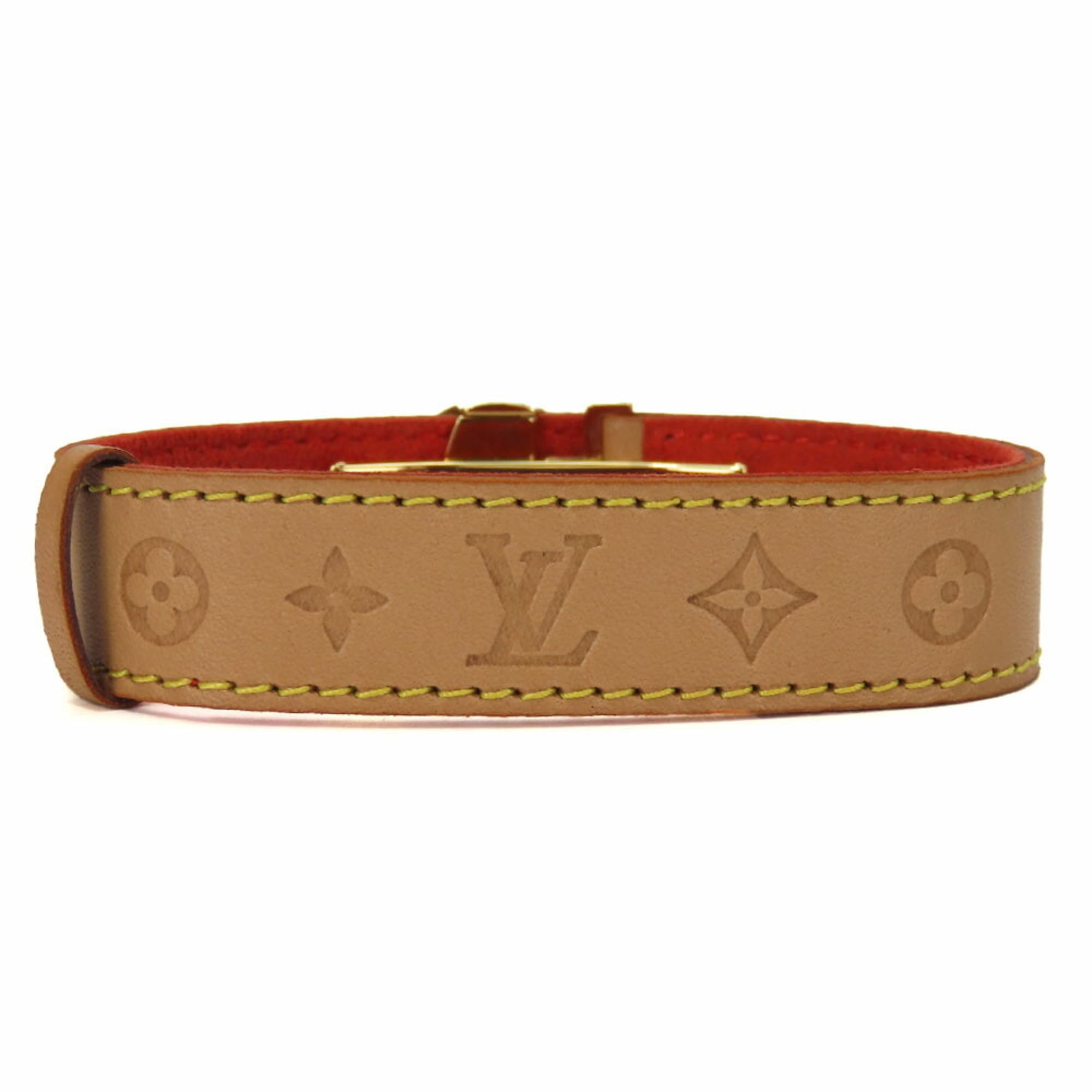 Louis Vuitton Bracelet Good Luck M64448 Tanned Leather Metal Beige Accessory Women's LOUIS VUITTON