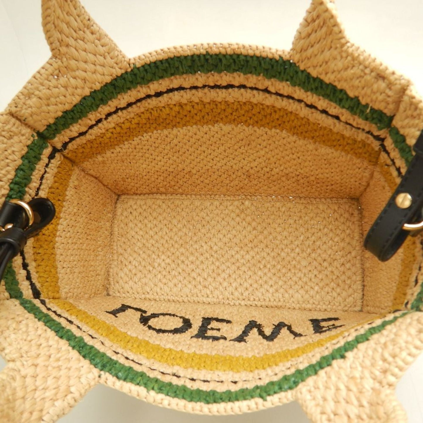 LOEWE Font Stripe Tote Bag A685B61X04 in Natural Raffia, Women's, 253423