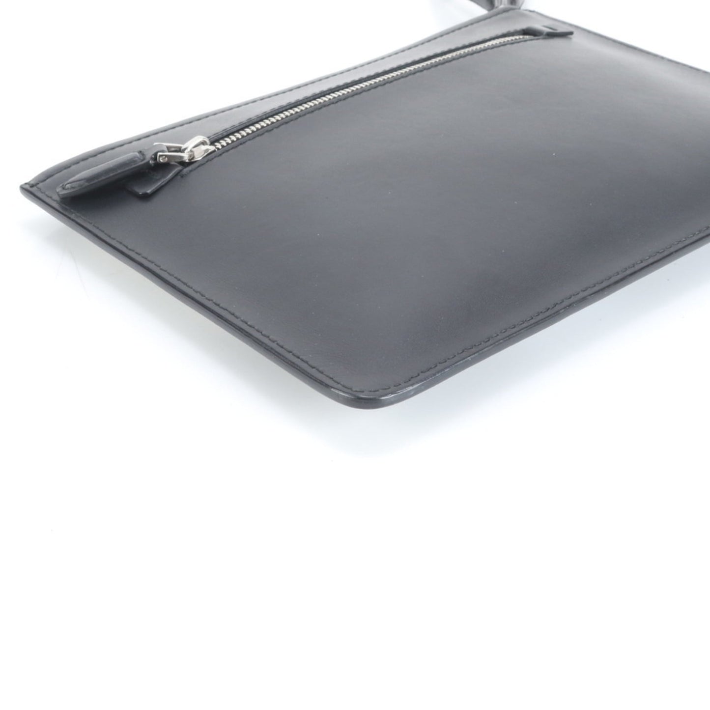 Salvatore Ferragamo Double Gancini Leather Clutch Bag Pouch Black Men's