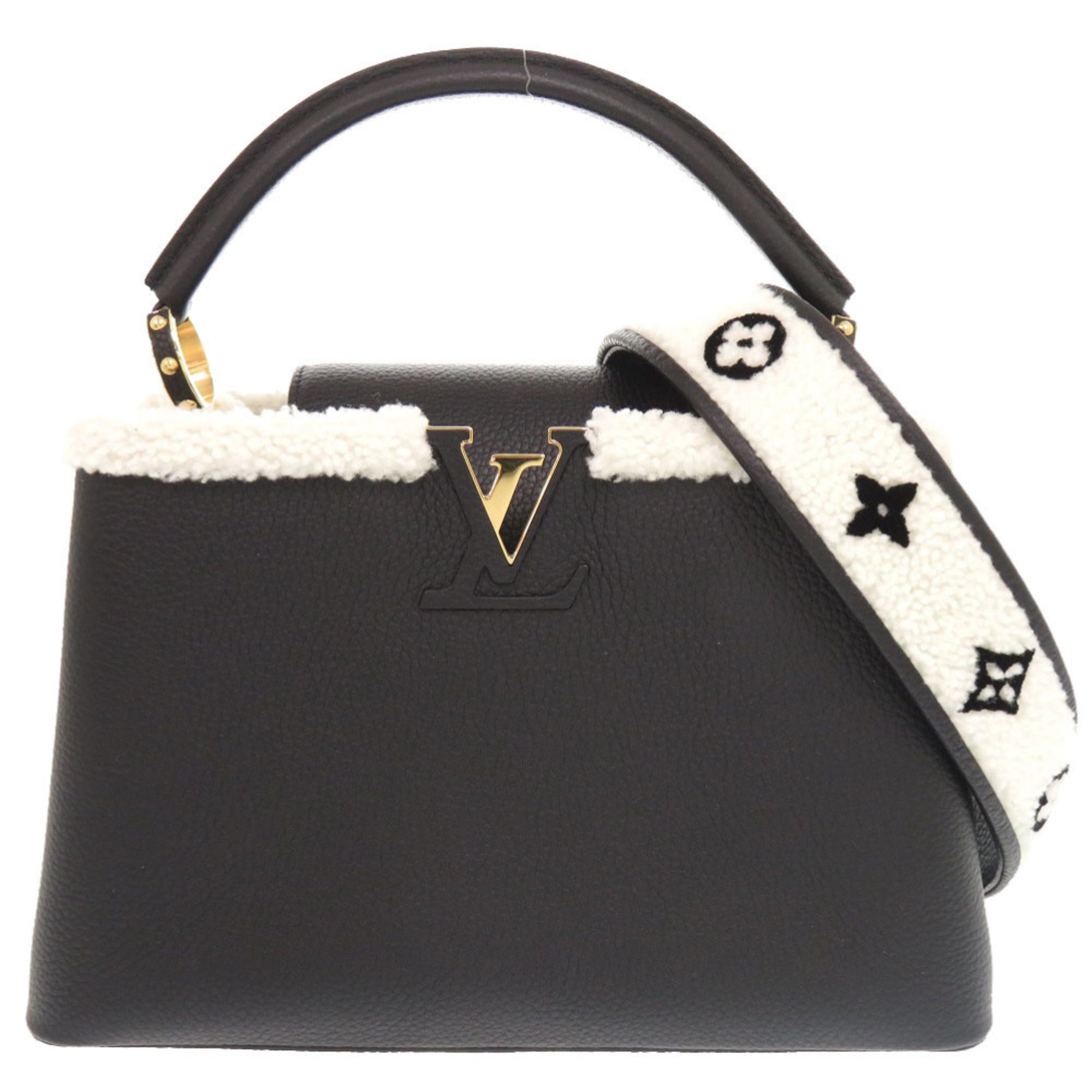 Like New Louis Vuitton Capucines MM M59073 IC Taurillon Leather Shearling Black Handbag LV 0237LOUIS VUITTON — Like New