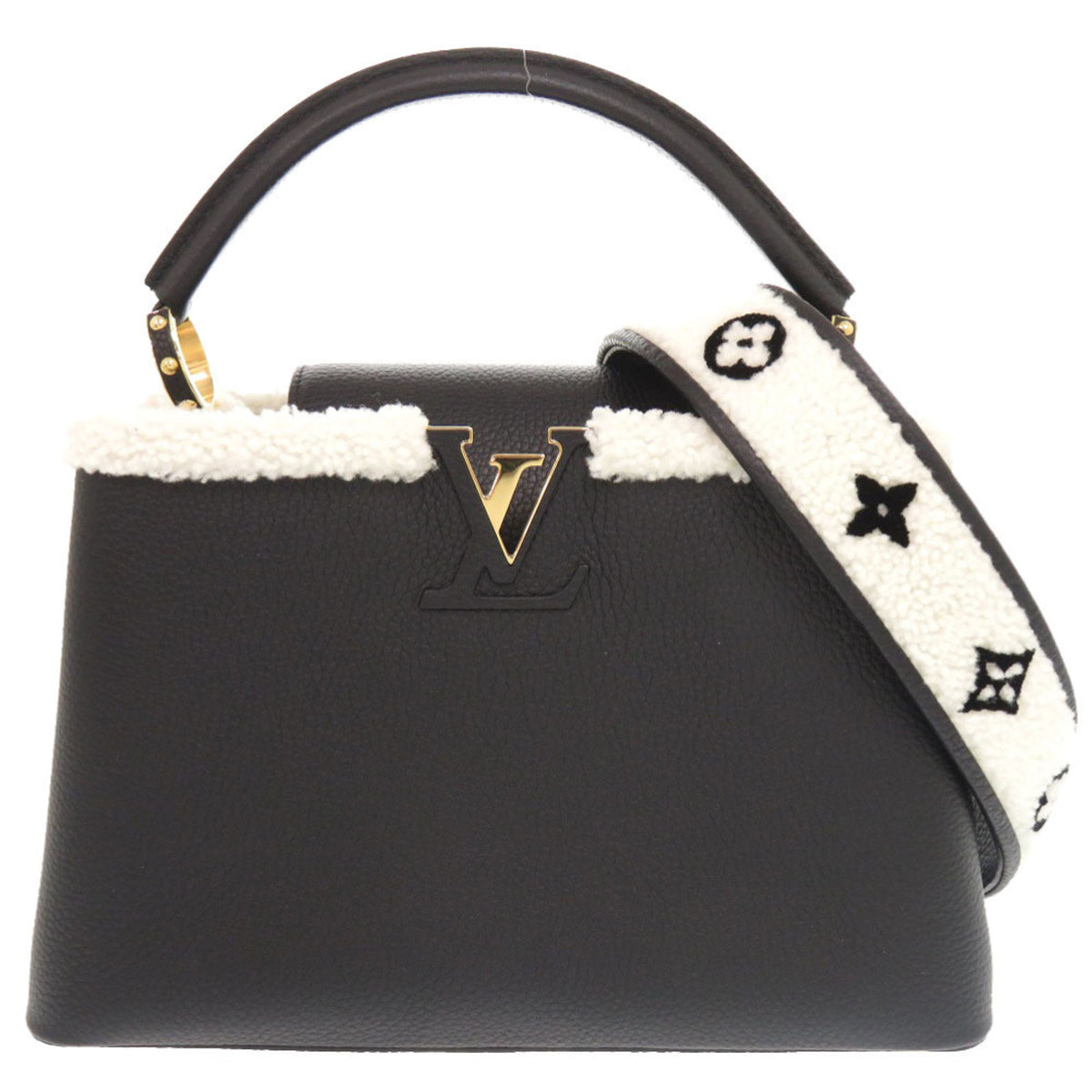 Like New Louis Vuitton Capucines MM M59073 IC Taurillon Leather Shearling Black Handbag LV 0237LOUIS VUITTON — Like New