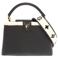 Like New Louis Vuitton Capucines MM M59073 IC Taurillon Leather Shearling Black Handbag LV 0237LOUIS VUITTON — Like New
