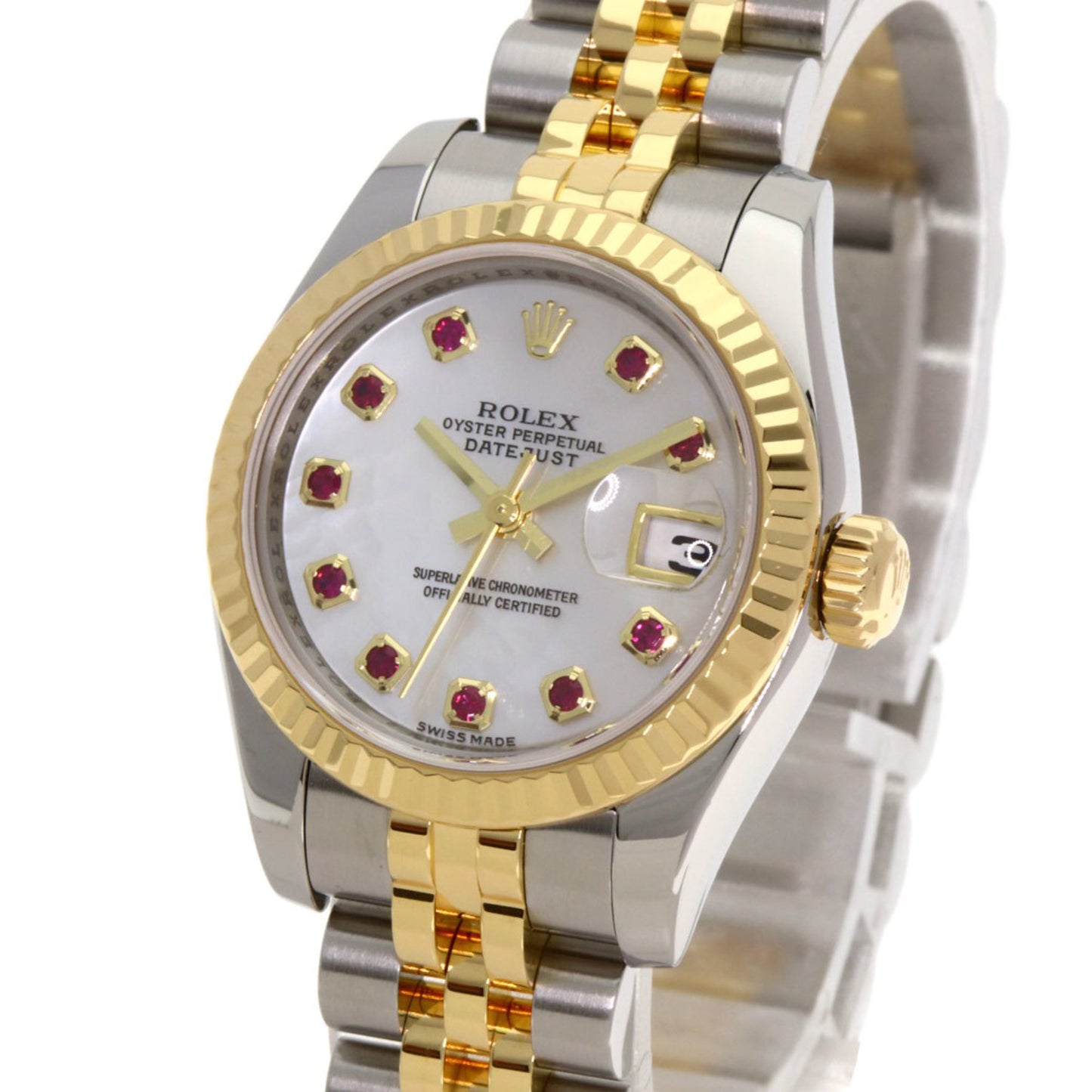 Rolex 179173NGR Datejust 10-Piece Ruby Watch in Stainless Steel (SSx18KYG) for Women