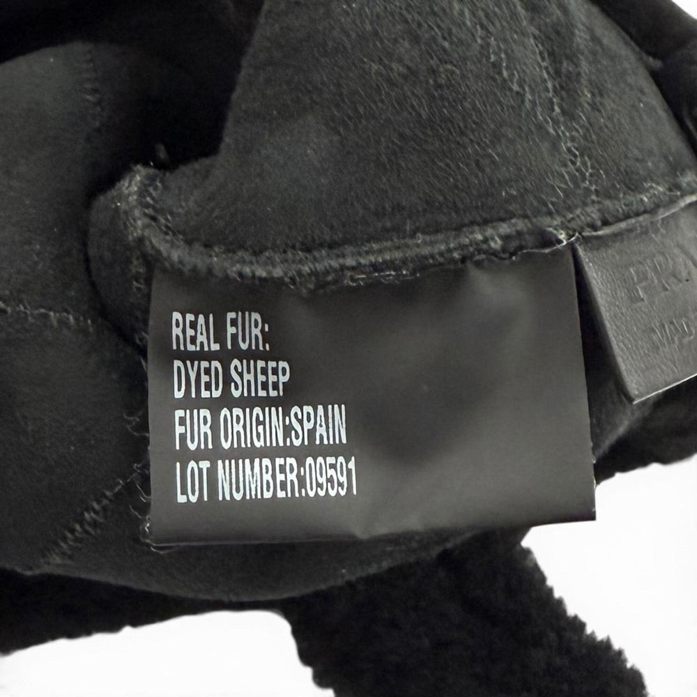 PRADA 1BG378 Triangle Logo 2-Way Shearling Fur Shoulder Bag with Pouch, Black, Made in Italy, Women's, Dust — Like New