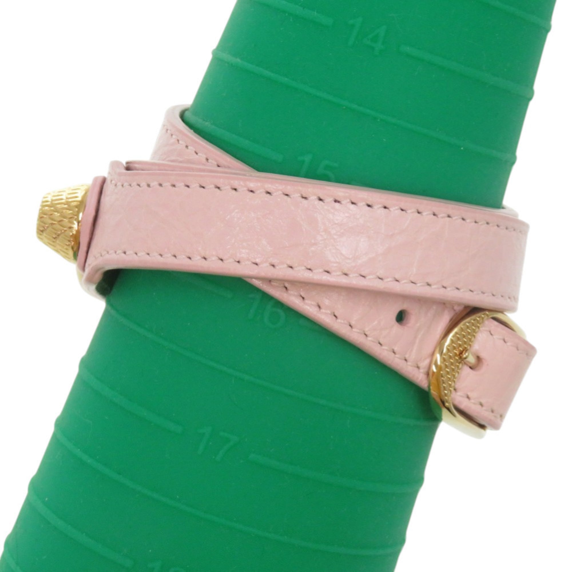 Like new Balenciaga 3-row Giant Stud Bracelet 236345 Leather Pink 1562BALENCIAGA — Like New