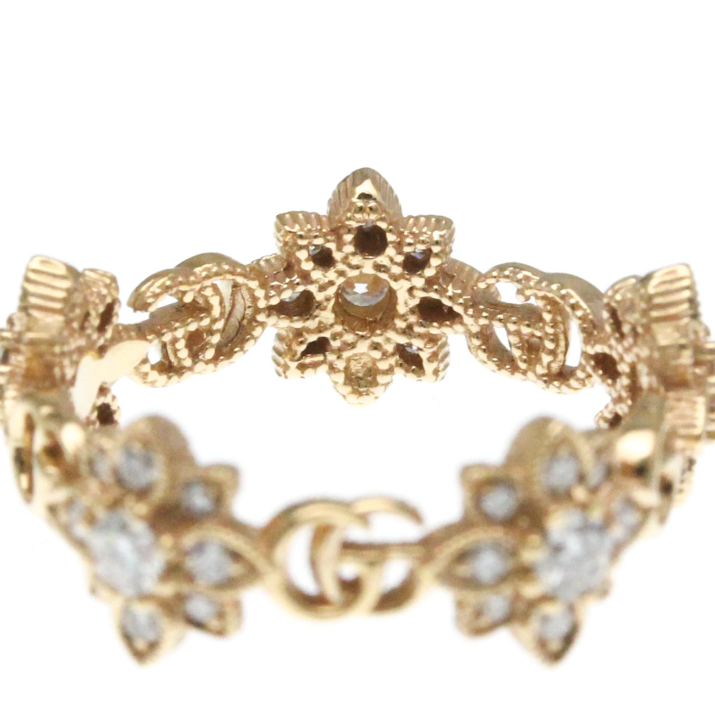 Gucci Flora Diamond Ring Pink Gold (18K) Fashion Diamond Band Ring Pink Gold