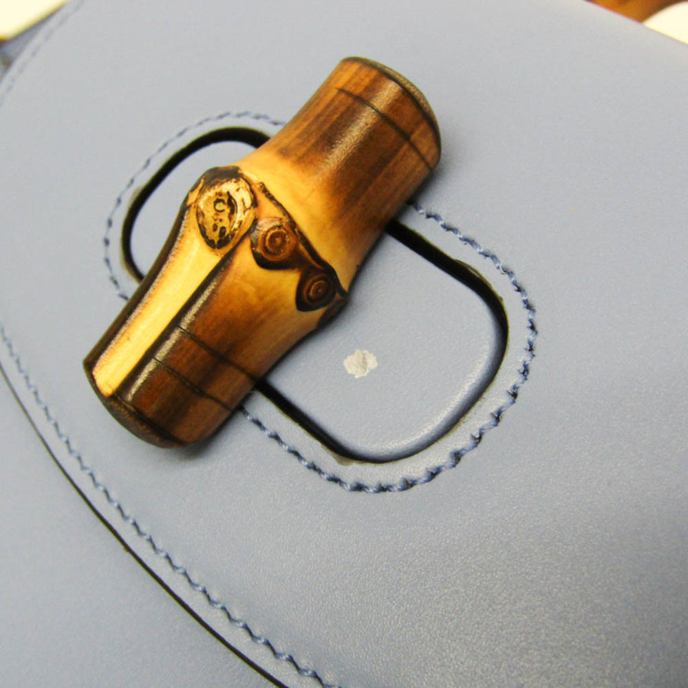 Gucci Bamboo 702106 Women's Leather Backpack,Handbag,Shoulder Bag Blue — Like New