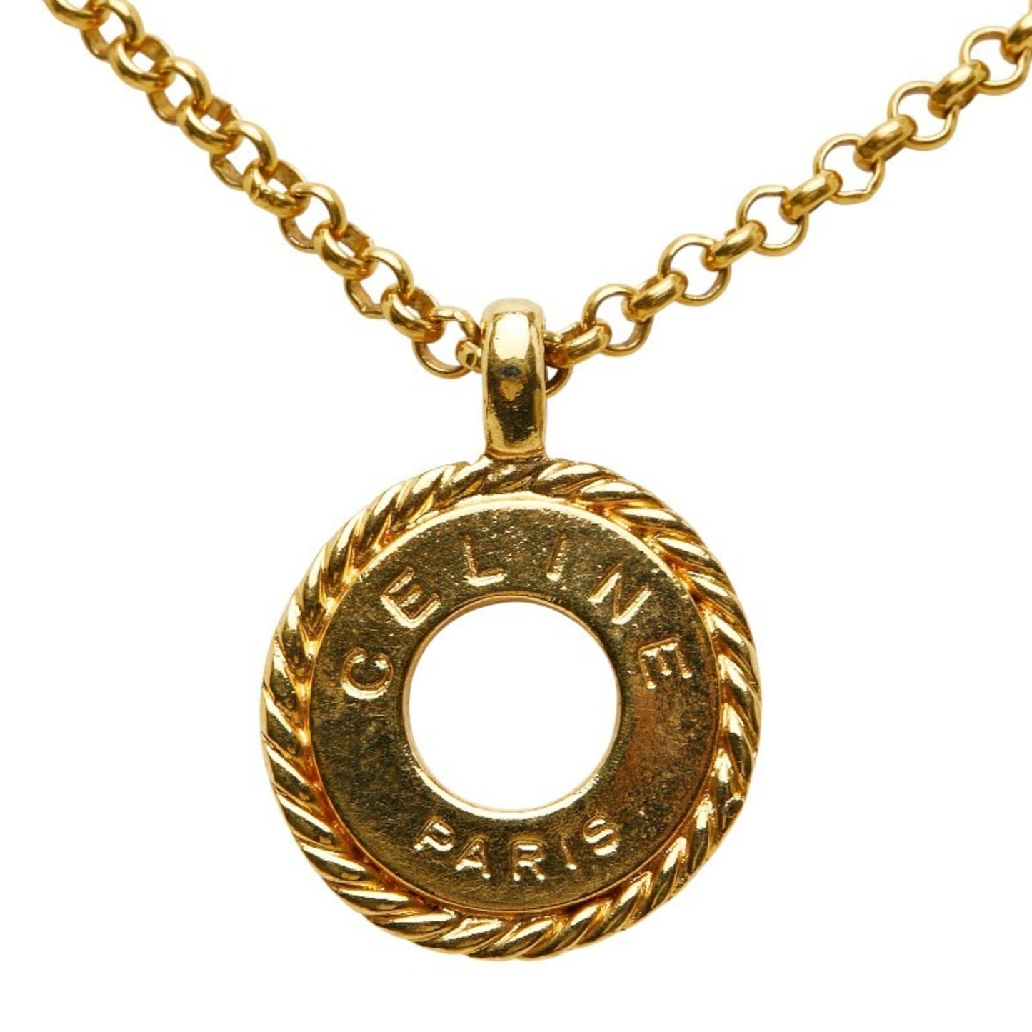 Celine Circle Logo Necklace, Gold Plated, Women's, CELINE