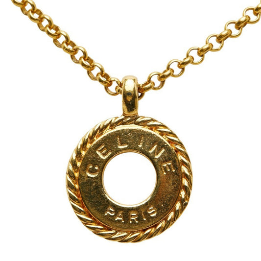 Celine Circle Logo Necklace, Gold Plated, Women's, CELINE