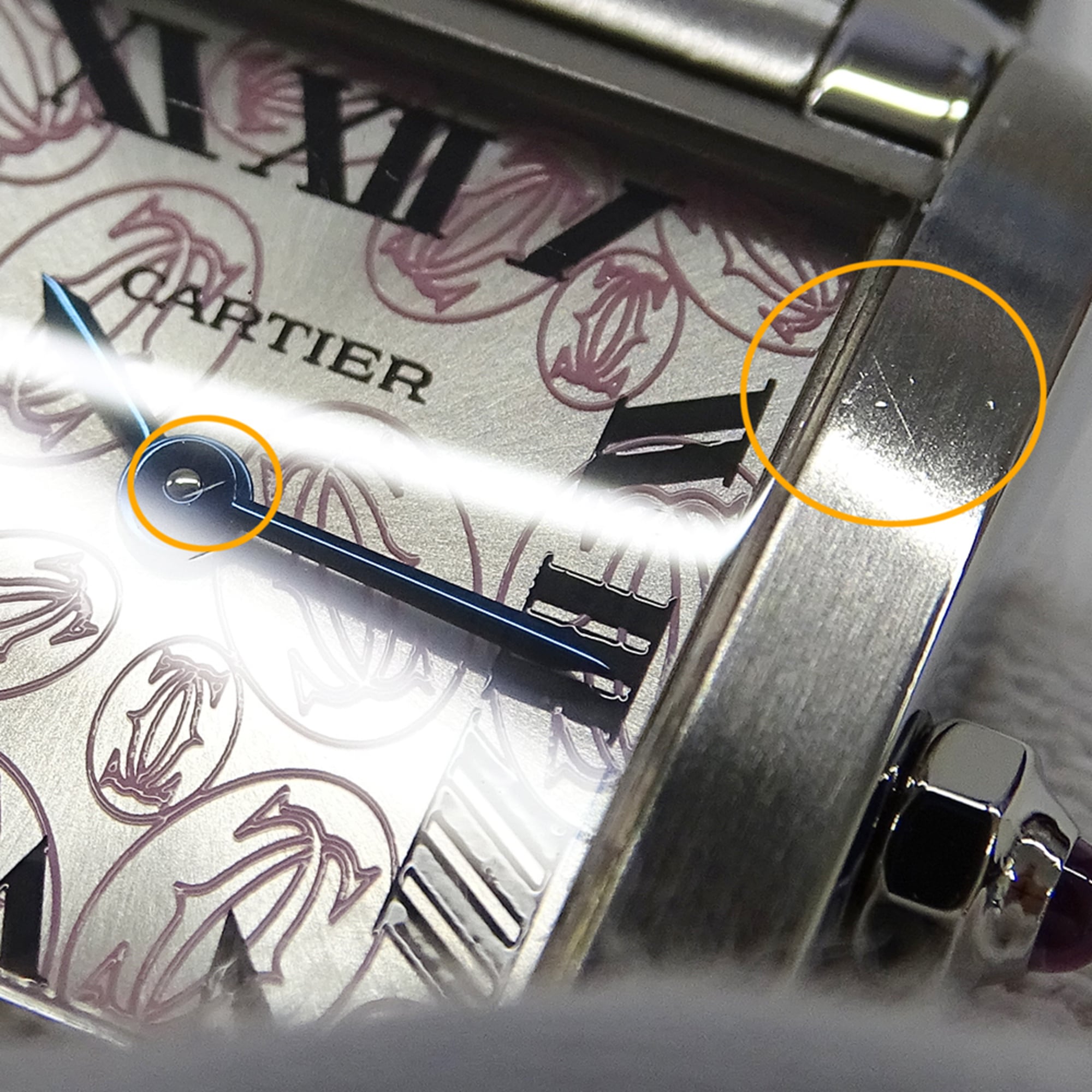 Cartier women's watch, Tank Française SM, 2006 Christmas limited edition, quartz movement, stainless steel (SS), W51031Q3, silver and pink — Good