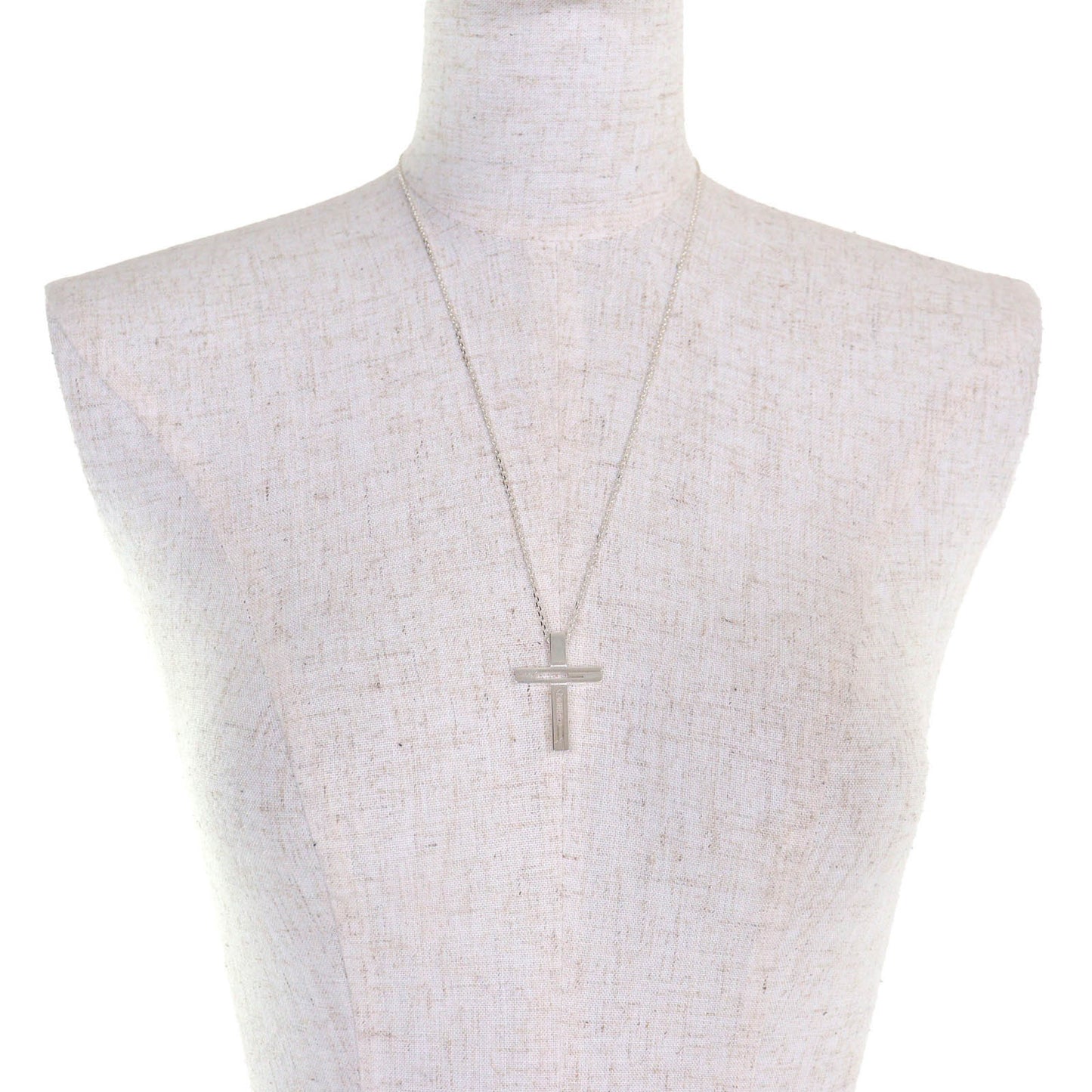 GUCCI Cutout Cross Necklace, AG925 Silver, G-Cross Logo, Made in Italy, Weight 12.3g, Women's, Box and Dust Bag Included