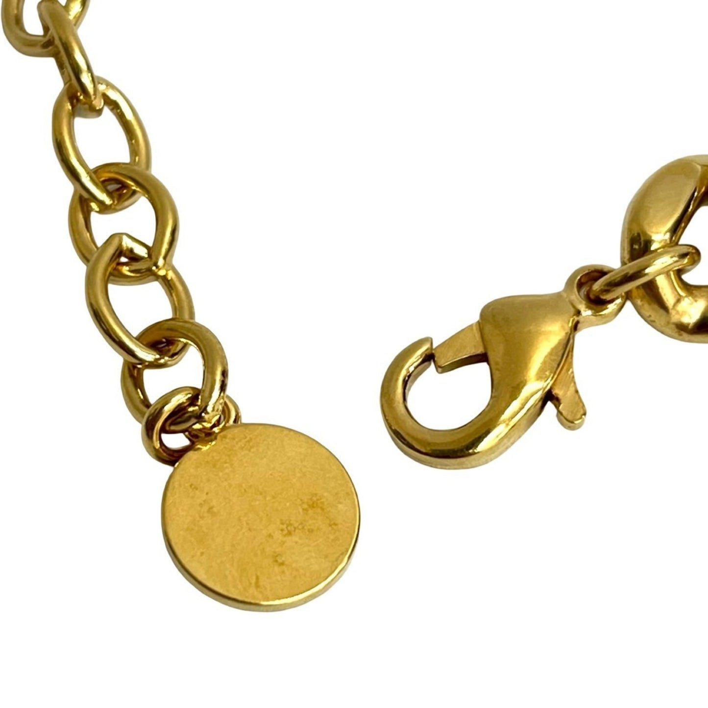 Christian Dior CD logo motif GP chain necklace pendant in gold and pink (09185)