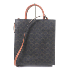 CELINE 191542BZK 04LU Vertical Cabas Triomphe Canvas Leather Logo Print 2-Way Tote Bag Dark Brown with Dust Men's — Like New