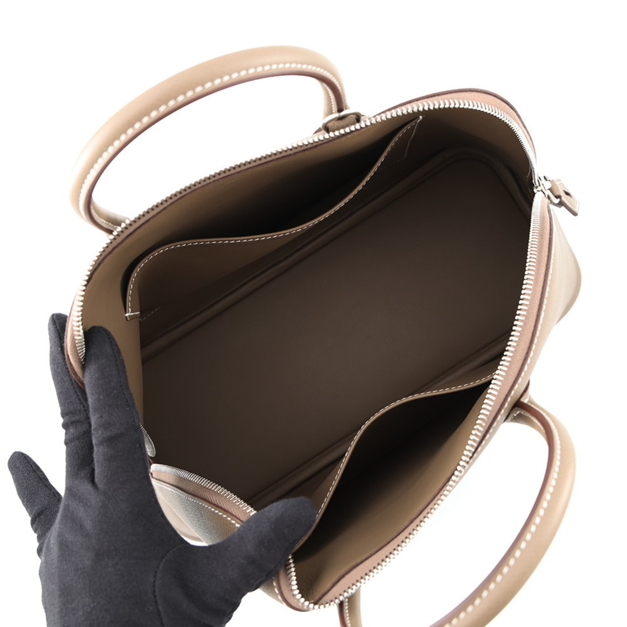 Hermes Bolide 1923 30 Etoupe Epsom Handbag, K stamp, 2-way, HERMES — Like New