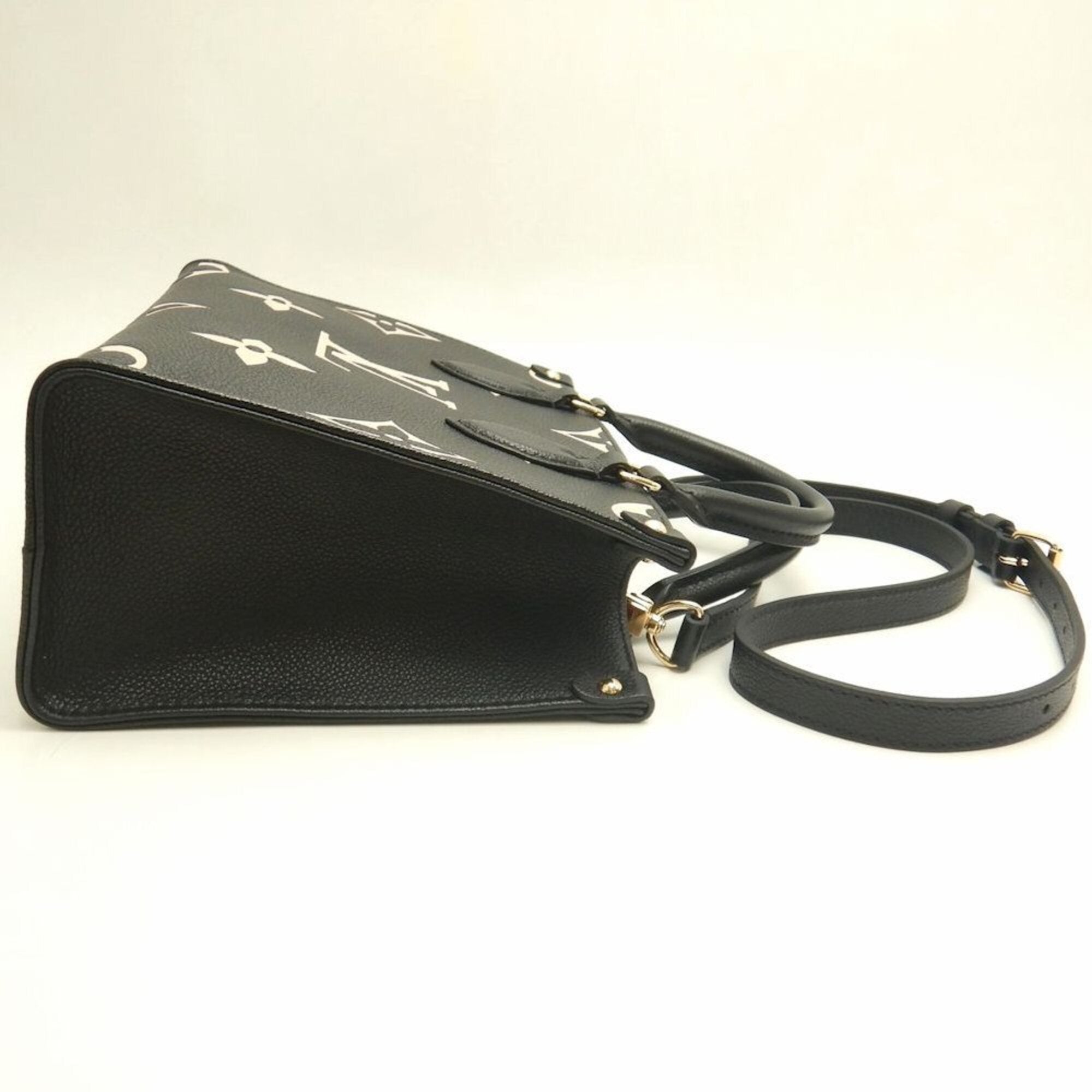 LOUIS VUITTON Louis Vuitton Bicolor Monogram OnTheGo PM M45659 Handbag Black Empreinte Beige Women's 253836 — Like New