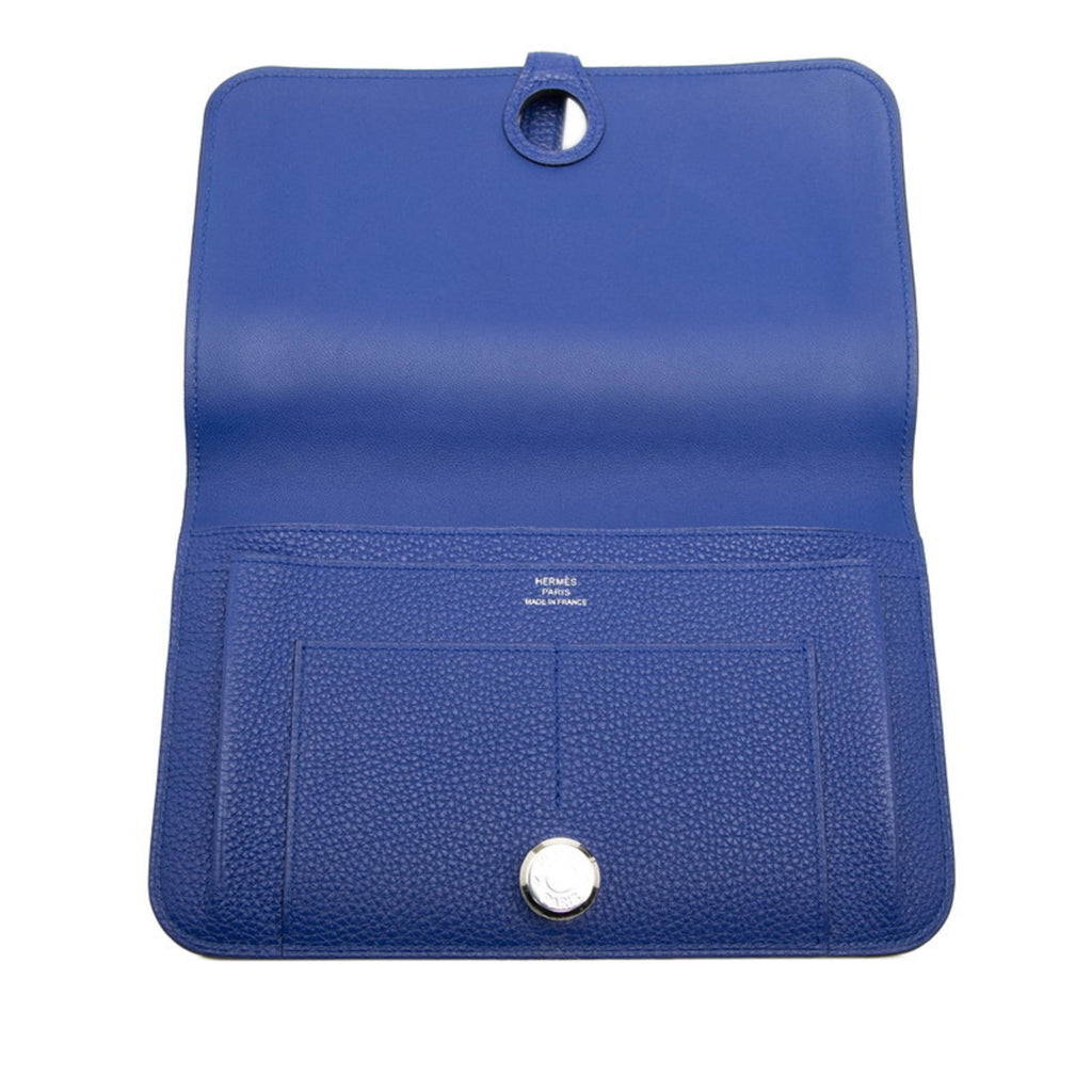 Hermès Dogon GM Long Wallet, Blue, Silver Hardware, Togo, Women's, HERMES