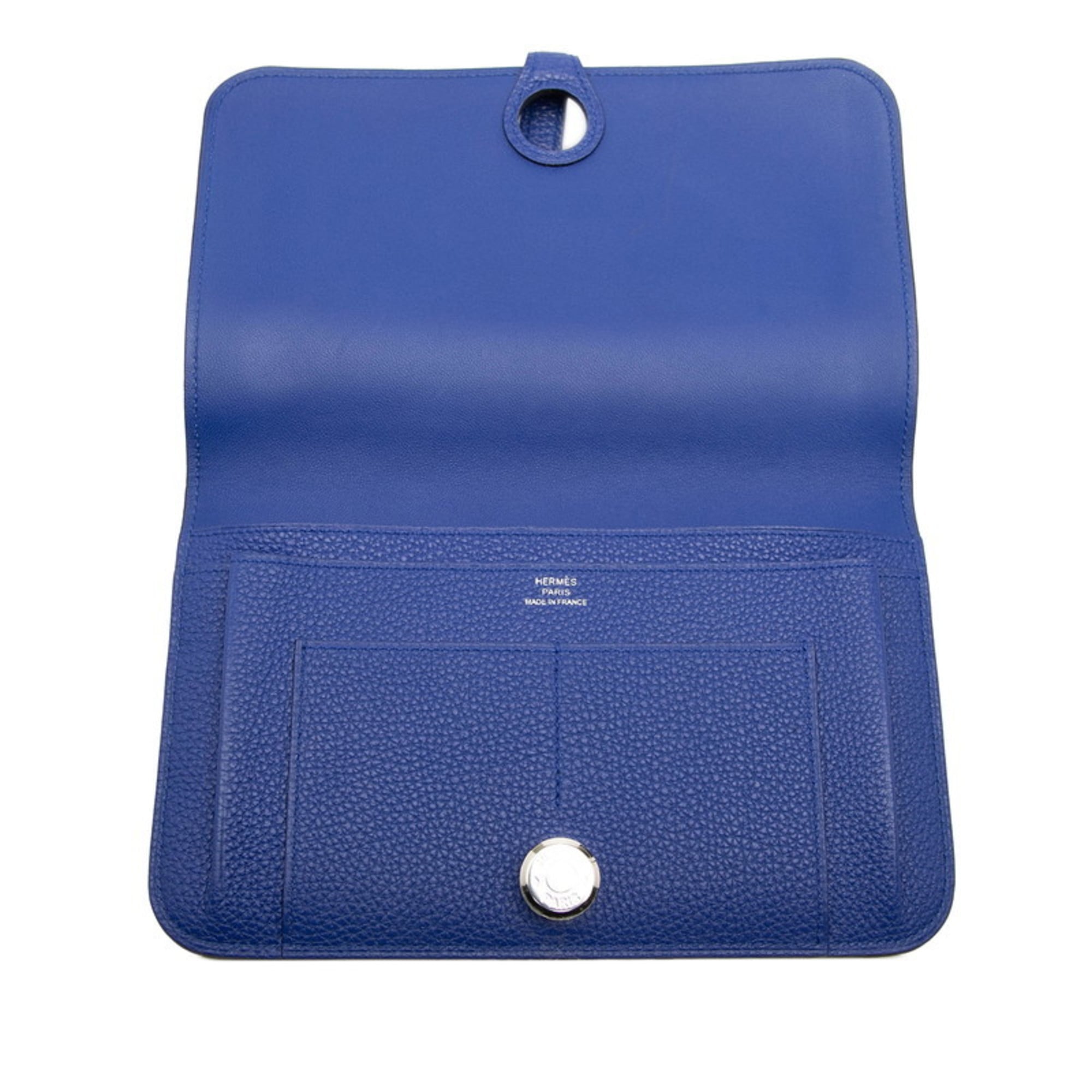 Hermès Dogon GM Long Wallet, Blue, Silver Hardware, Togo, Women's, HERMES