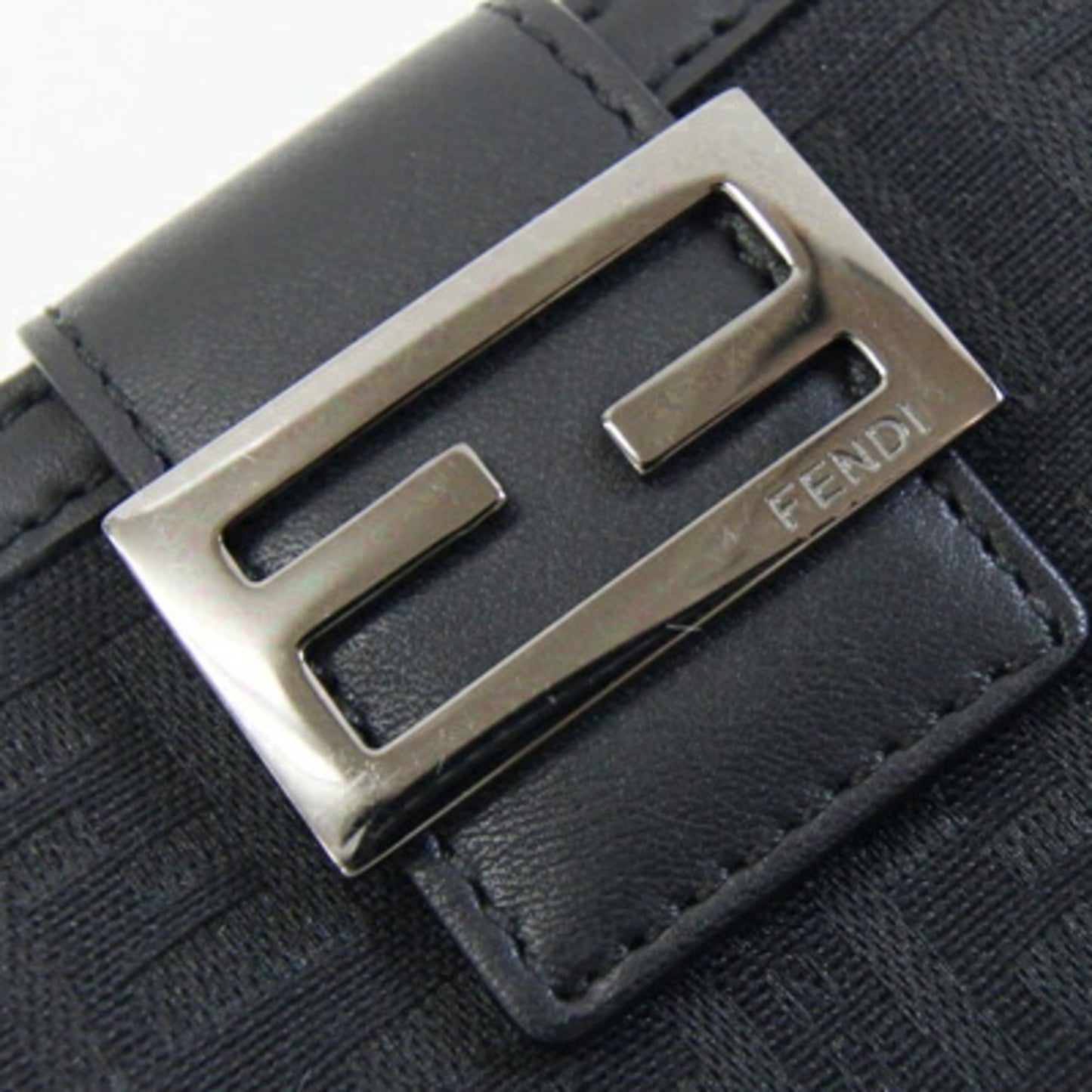 Fendi Zucchino Bifold Wallet 8M0070 Black Canvas and Leather Compact Mini for Women