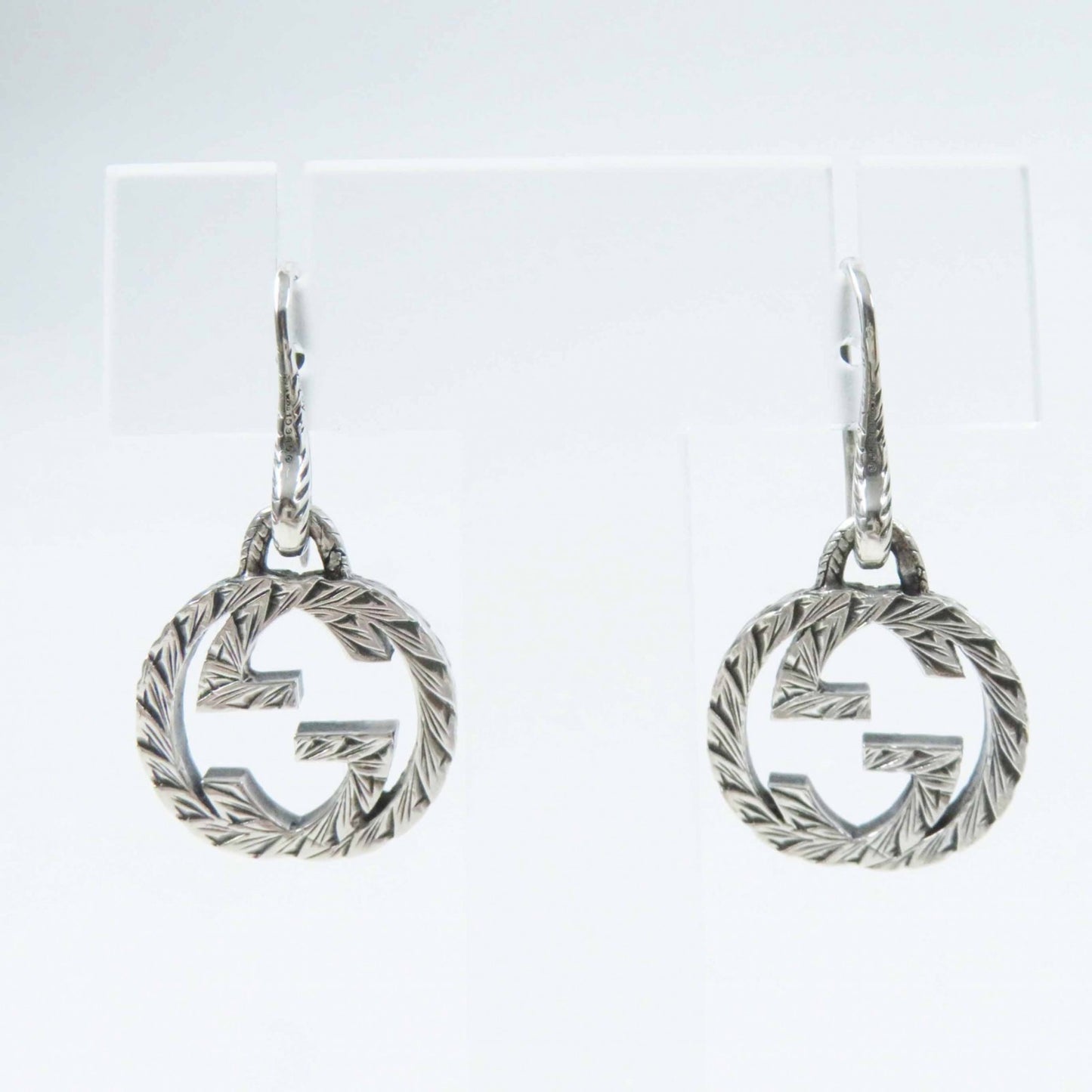 GUCCI Interlocking G Arabesque Binaural Earrings, 925 Sterling Silver, Women's, Box and Dust Bag Included