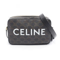 Celine Triomphe Medium Messenger Bag, Shoulder Coated Canvas and Leather, Women's, Black Brown, 194502