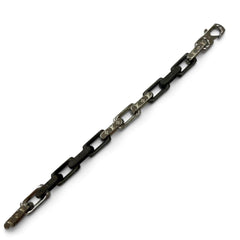LOUIS VUITTON (Louis Vuitton) 2026 Model M00686 Monogram Chain Bracelet, Silver & Black, Size M, Made in Italy, Men's — Like New