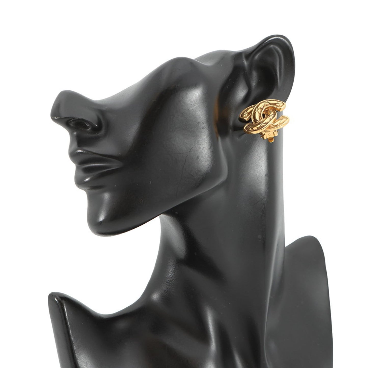 CHANEL Coco Mark Matelasse Metal Earrings