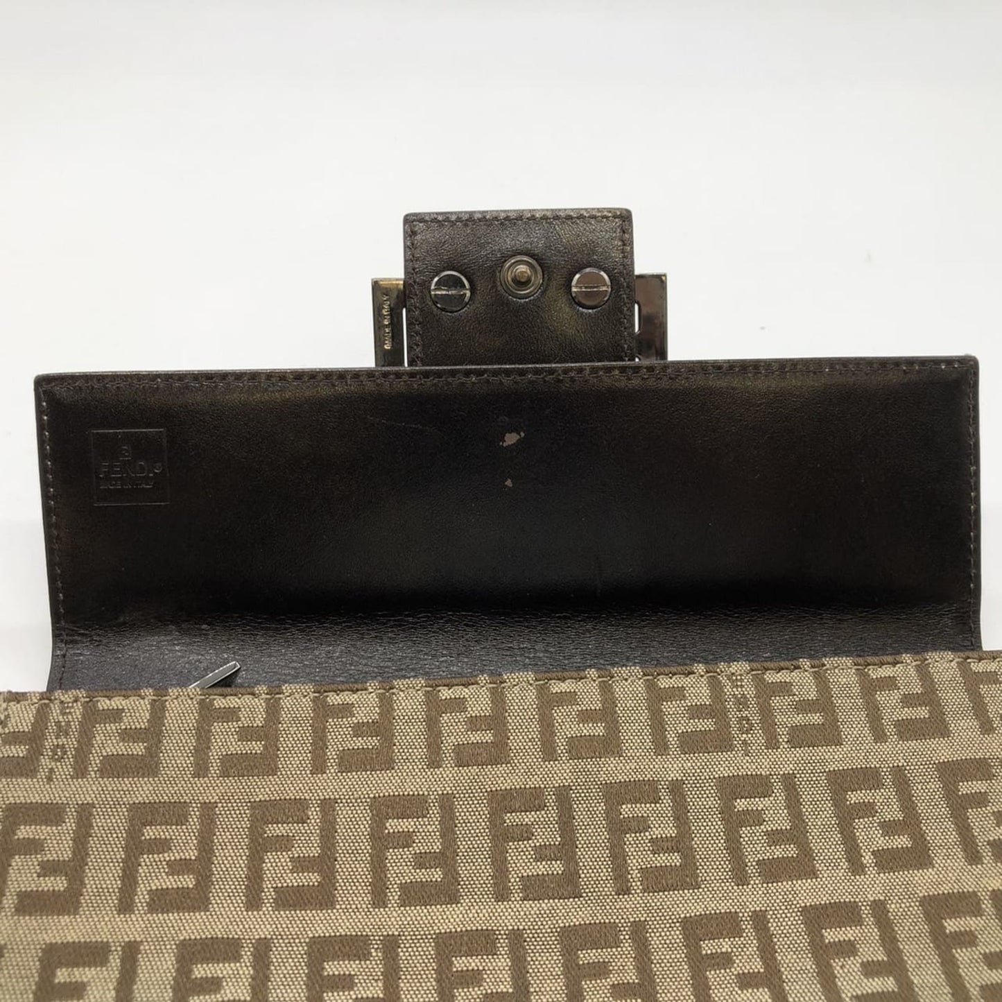 FENDI Zucchino Long Wallet Canvas Beige Brown Women's Men's
