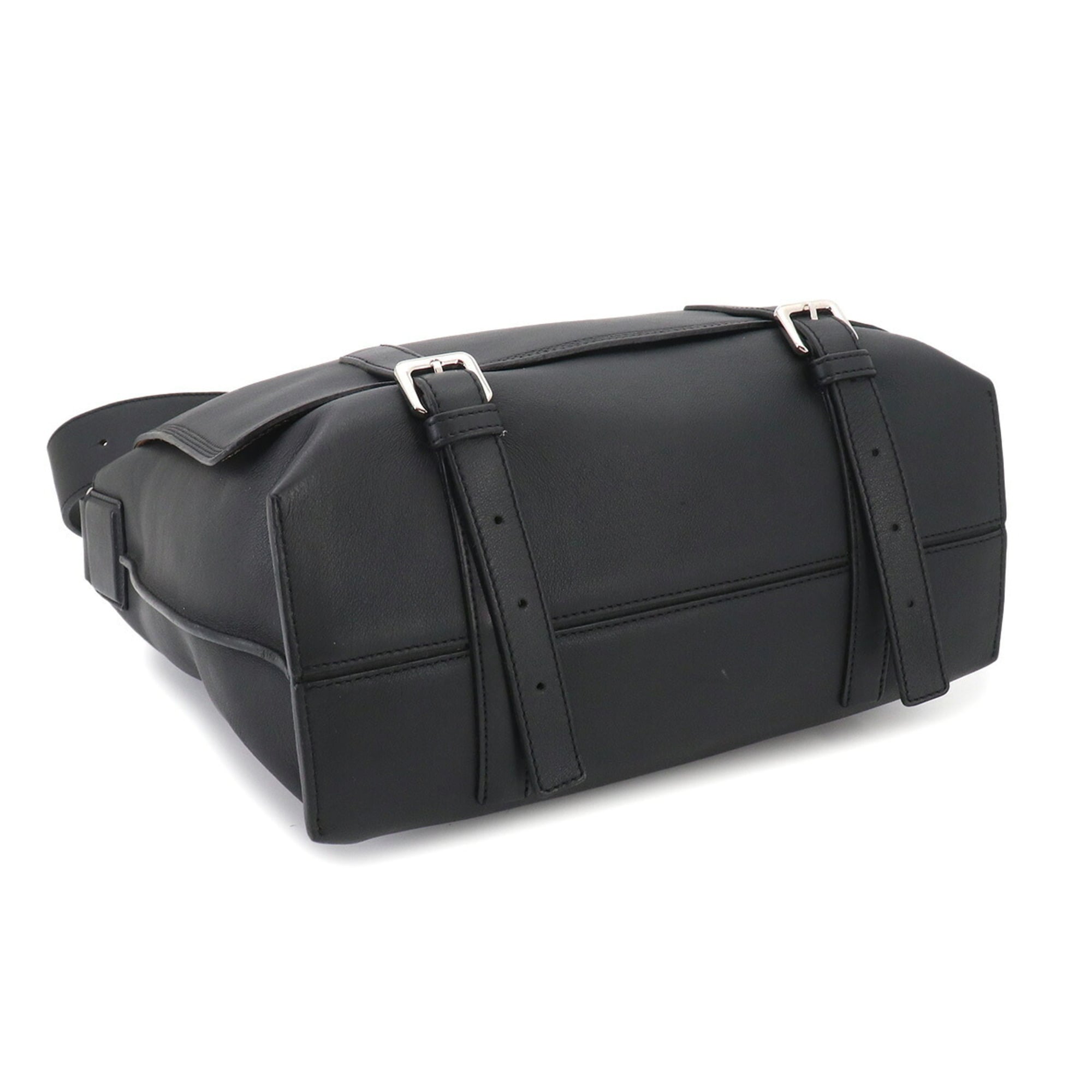 Loewe Military Shoulder Handbag, Leather, Black, Silver Hardware, 337 02 N64 Messenger Bag — Like New