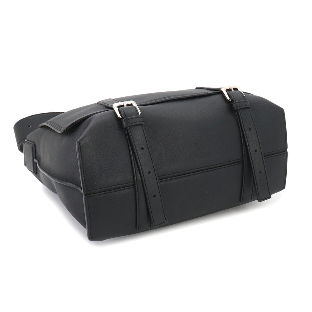 Loewe Military Shoulder Handbag, Leather, Black, Silver Hardware, 337 02 N64 Messenger Bag — Like New