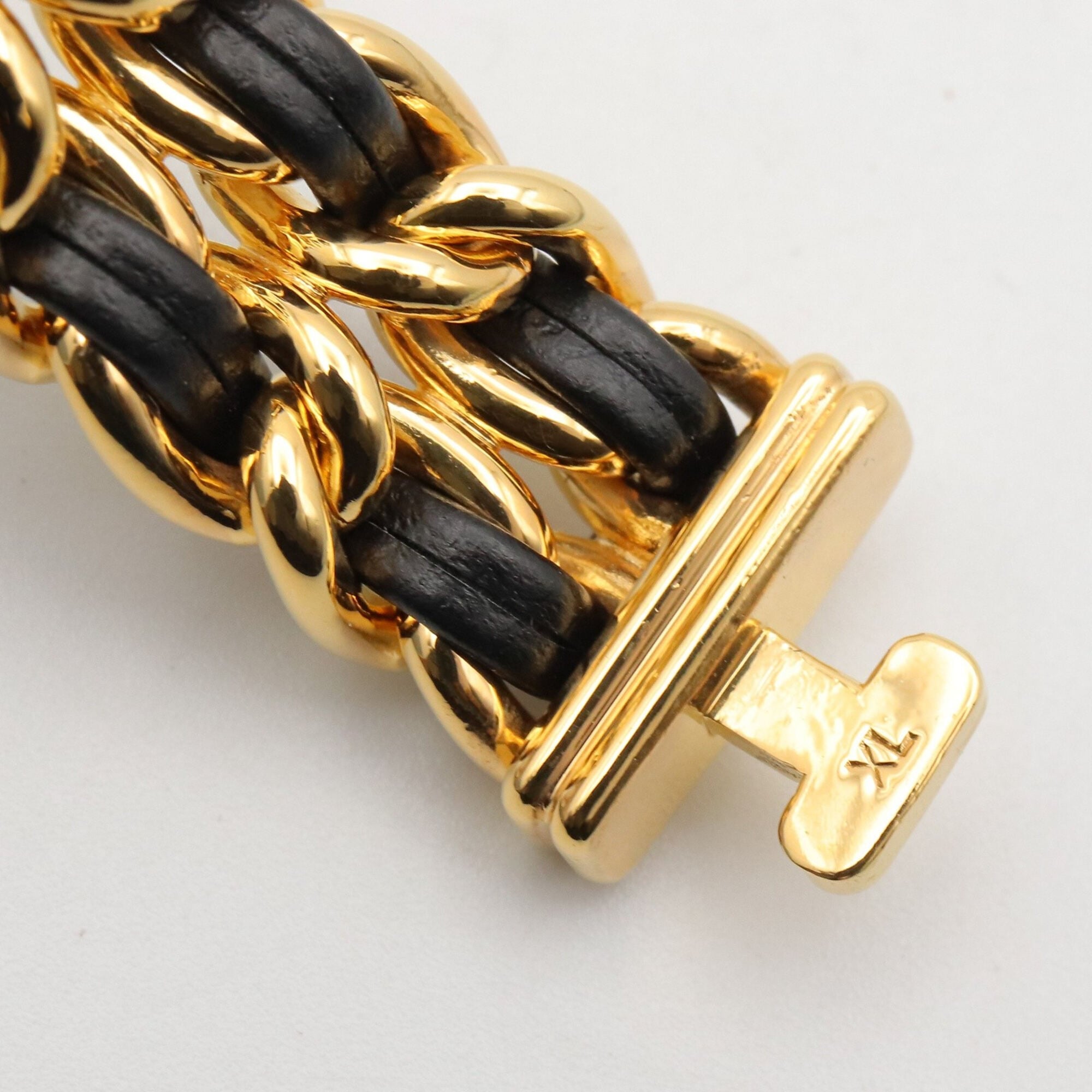 Chanel CHANEL Première XL Watch, Gold Plated (GP), Leather Strap, Women's, Black, H0001 — Very Good
