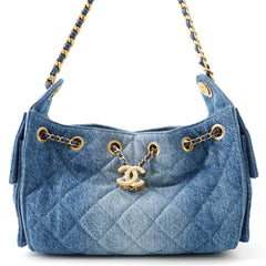 Chanel Chain Shoulder Bag Matelassé Coco Mark CHANEL25 Mini Washed Denim AS5631 CHANEL Handbag Women's — Like New