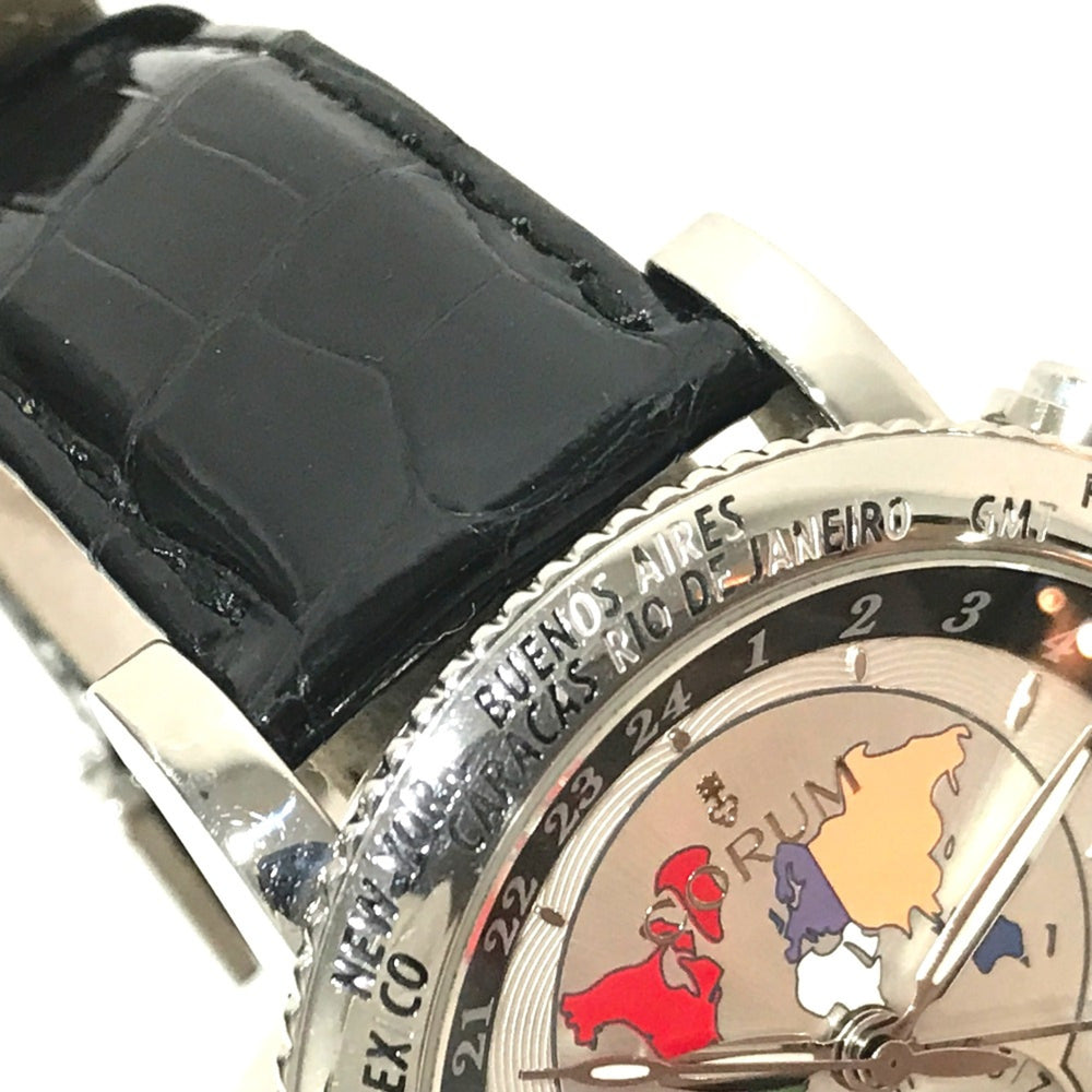Corum 983.201.20 Back scale Automatic Wristwatch Silver Black belt — Very Good